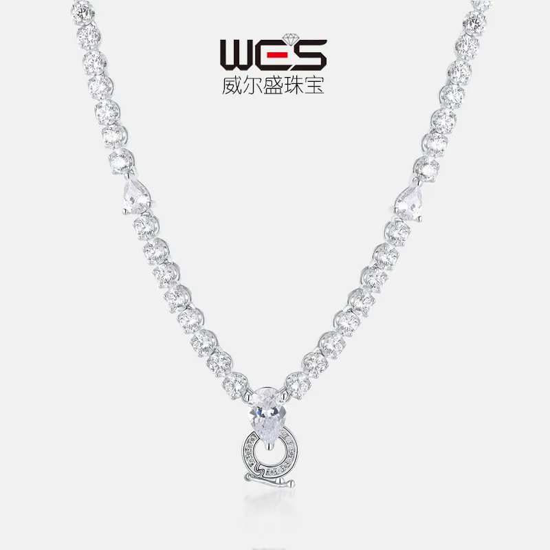 New Universal High Carbon Diamond Necklace 18K Gold Inlaid with Colored Baby Stones PT950 Platinum Fashion Pendant