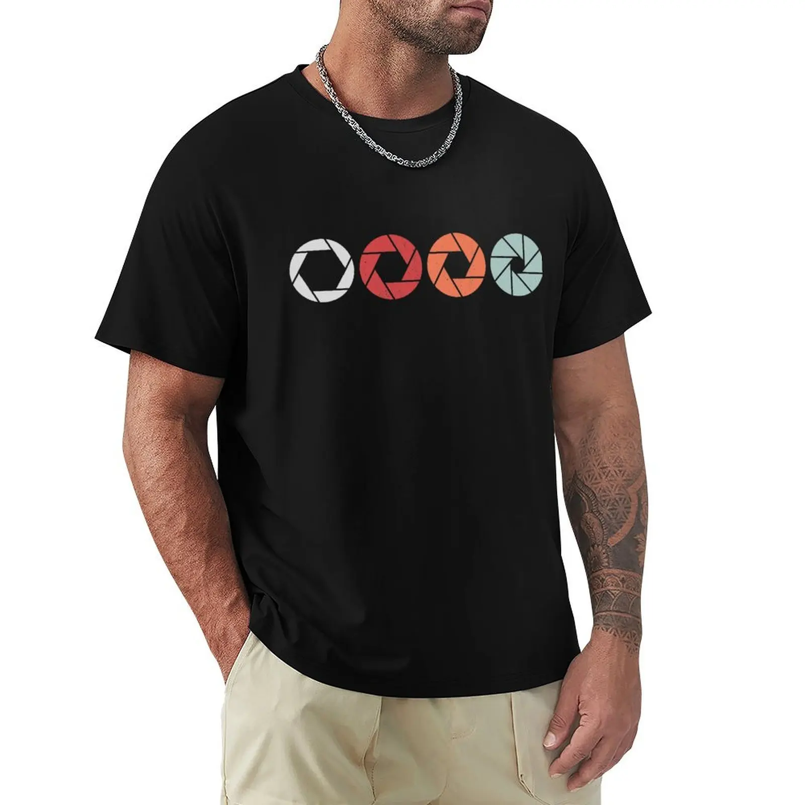 Retro lens aperture T-Shirt Blouse kawaii clothes black t-shirts for men