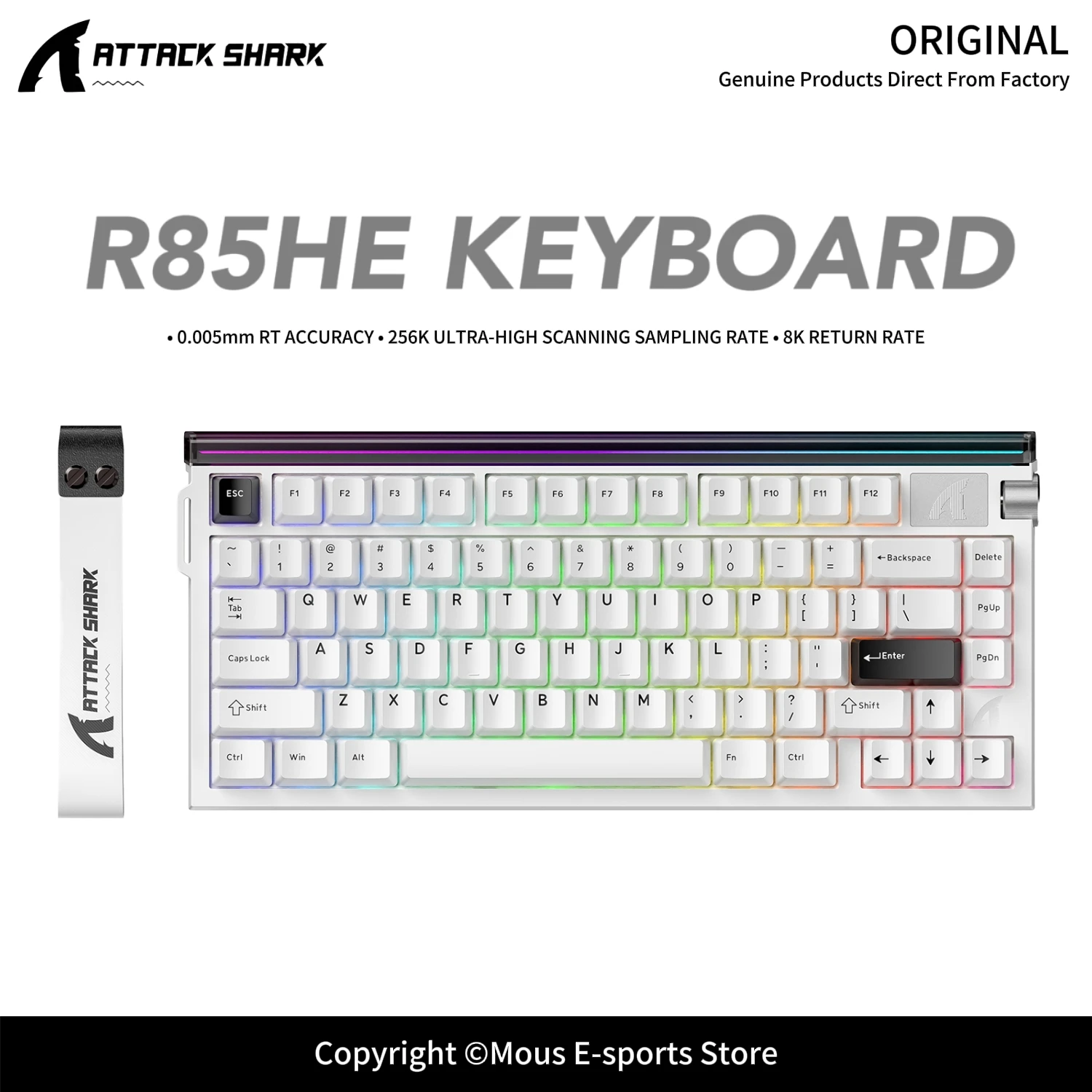 R85HE ATTACK SHARK Wired 8K Magnetic Keyboard 0.005mm RT Accuracy Rapid Trigger Emergency Stop 256K Scanning Rate RGB Keyboard