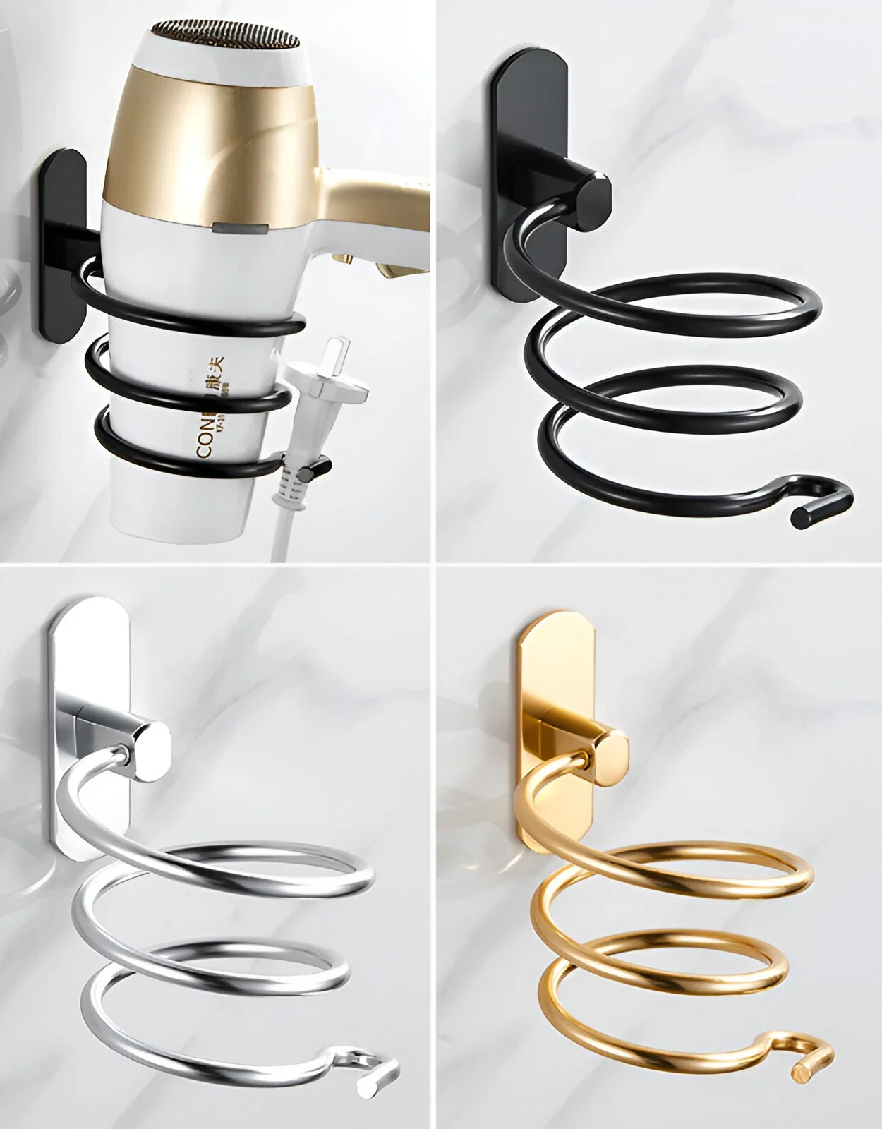 

Настенный кронштейн для фена без перфорации, стойка для фена, стеллаж для хранения в ванной комнате, держатель для фена