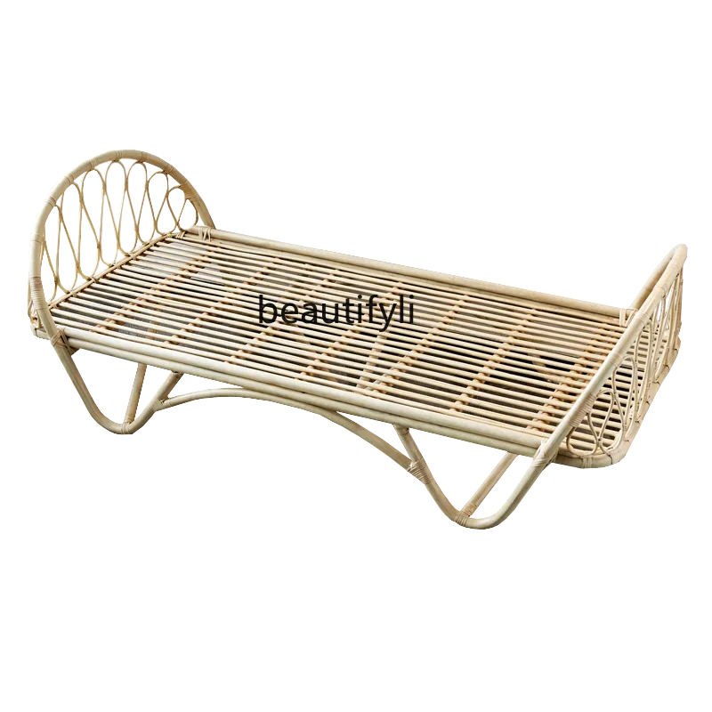 

Natural rattan children's bed B & B single Nordic rattan bed rattan chair sofa bed