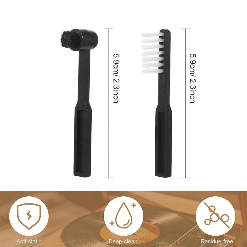 Antistatic Record Dust Remover for Record Cleaner Brush Dusters Record Album Cartridges Brush Cleaner Black Brush 3pc 87HC