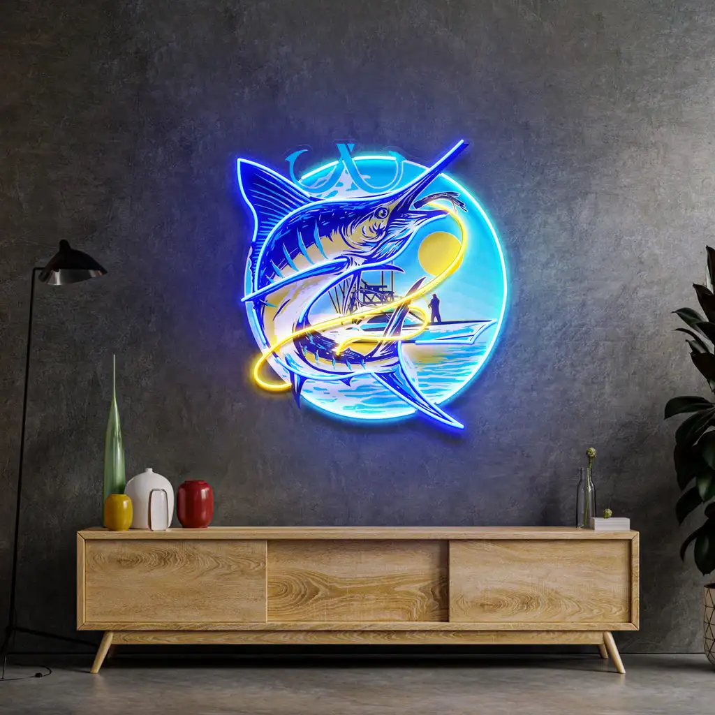 

The Ocean Waves Neon Sign Business Shop Wall Art Decor Personalized Gifts for Fishing Enthusiasts Game Room Neon