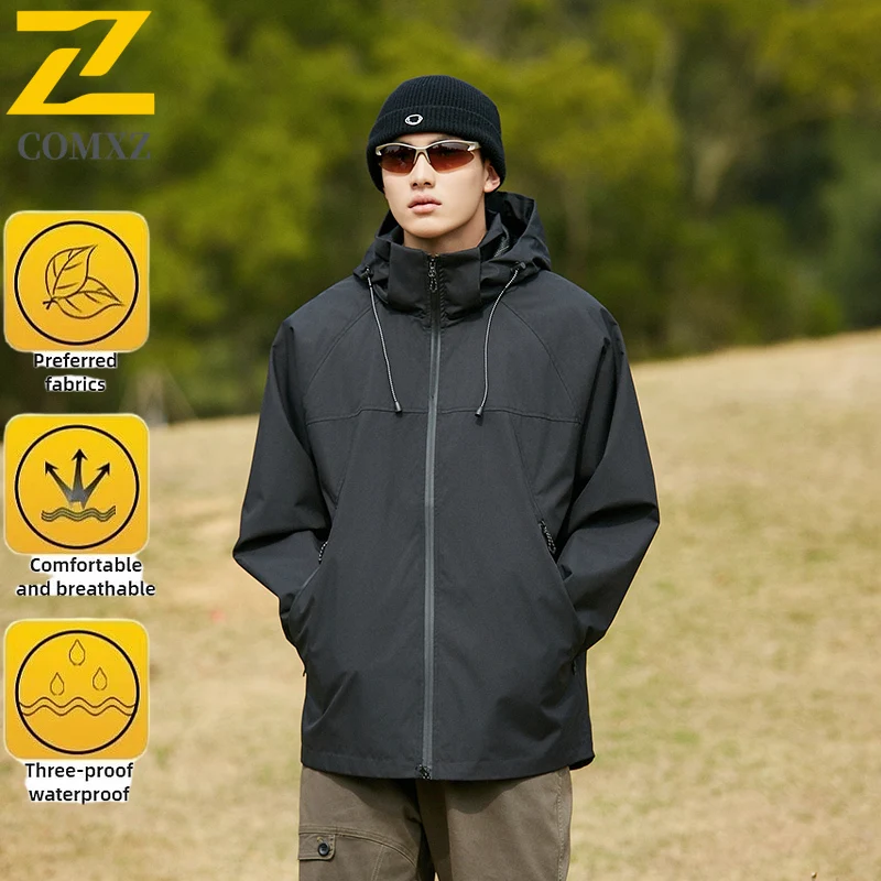 

Charge Jacket Men Women Solid Color Trend Windproof Waterproof Breathable Loose Hooded Windbreaker Outdoor Camping Hiking Coat
