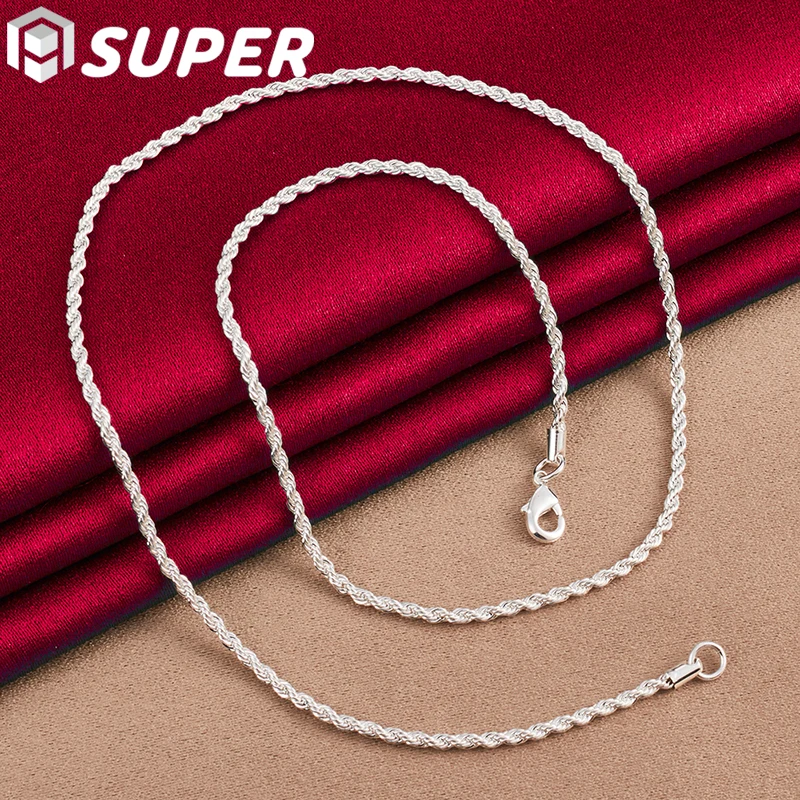 

925 Sterling Silver 3mm Water Wave Chain 16/18/20/22/24/26/30 Inch Necklace For Man Women Fashion Wedding Charm Jewelry