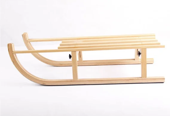 

90Cm Wooden Sleigh, Foldable Sleigh, Ski Car, Wooden Snowboard, Christmas Sleigh