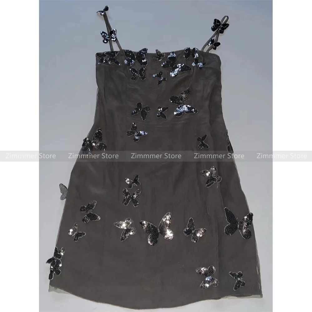 Hot girl heavy industry butterfly suspender dress female summer design slim hip short skirt dress