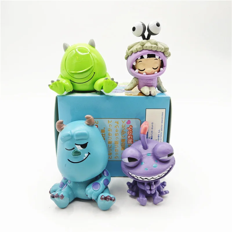 4Pcs/Set Monsters University Anime Figures James P. Sullivan Boo Mike Wazowski Action Figurine Q Version Model Doll Toy Kids Gif