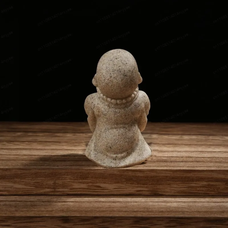 Minimalist Sandstone Buddha Statue Zen Monk Figurine Home Decor Ornament