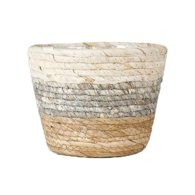 Straw Weaving Flower Basket, Grass Planter, Indoor and Outdoor Pots, Containers for Plantable Plants