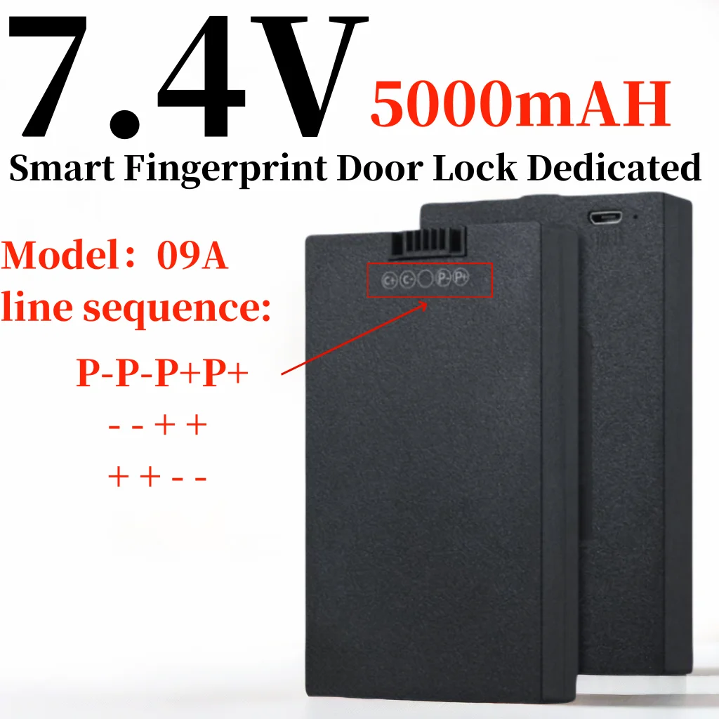 

7.4V polymer lithium intelligent door lock battery,5Ah,suitable for Xiaomi, Bosch, and Haier intelligent fingerprint door locks