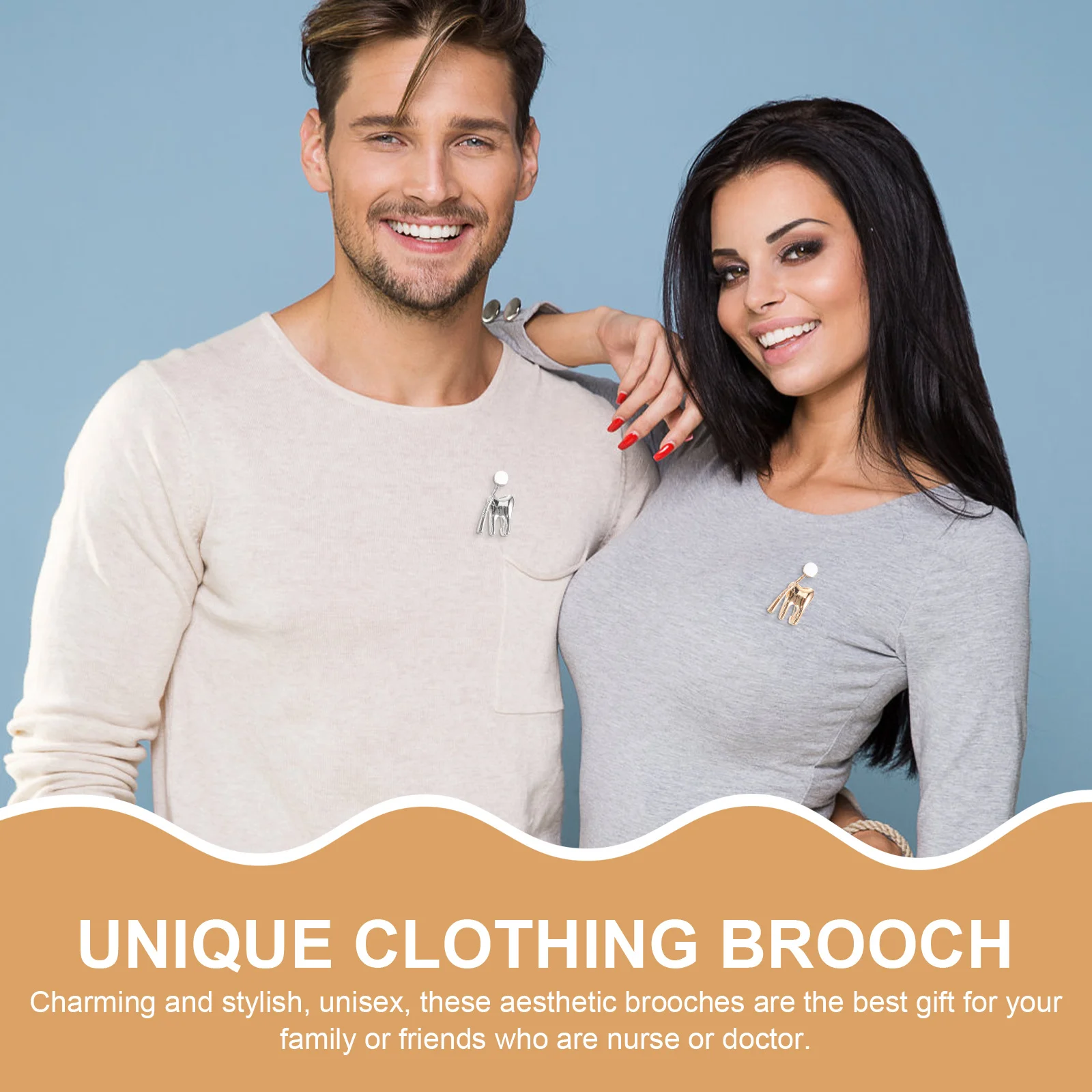 เข็มกลัดรูปฟัน 2 ชิ้น ทำจากโลหะ ดีไซน์ทันสมัย ทนทาน เหมาะสำหรับติดเสื้อ กระเป๋าเป้ หมวก ชุดสูท อุปกรณ์ทางการแพทย์สำหรับพยาบาล