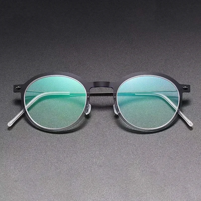 

Ultralight ound Titanium Prescription Glasses Screwless Frame Vintage Design for Men Women Myopia Eyesglasses by Denmark Brand 6