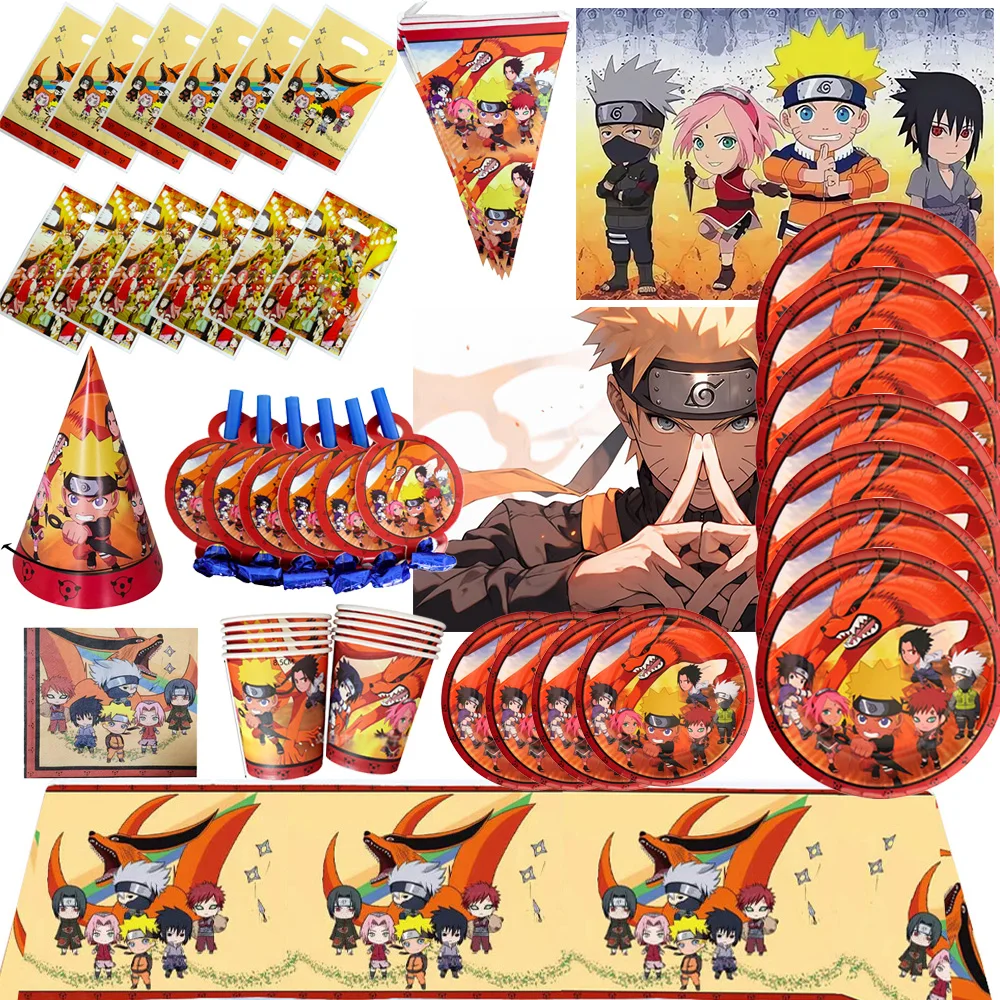 

Anime N-Na&ruto Theme Birthday Party Decoration Disposable Tableware Tablecloth Cartoon Background Baby Shower Party Supplies