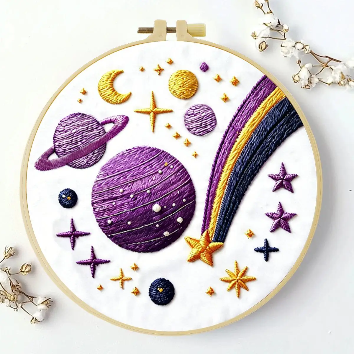 1 Stück 20X20CM/15X15CM 7,87/6,3 Zoll Planeten-Stickerei-Starter-Kit DIY-Kit DIY-Stickerei-Set Handarbeiten Malerei Heimdekoration – Detail 2