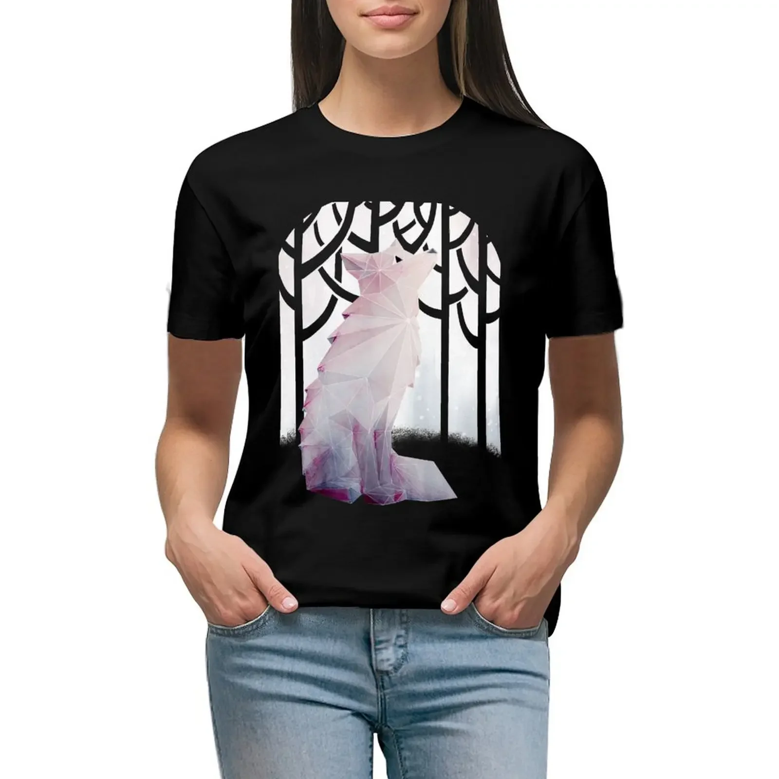 

Fox in the Snow T-Shirt plus size tops shirts graphic tees funny Female clothing cropped t shirts for Women