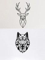 1PC Metal Wolf Head, Deer Head Art Decoration, Metal Techno Wall Decoration, Living Room Study Wall Hanging Home Art