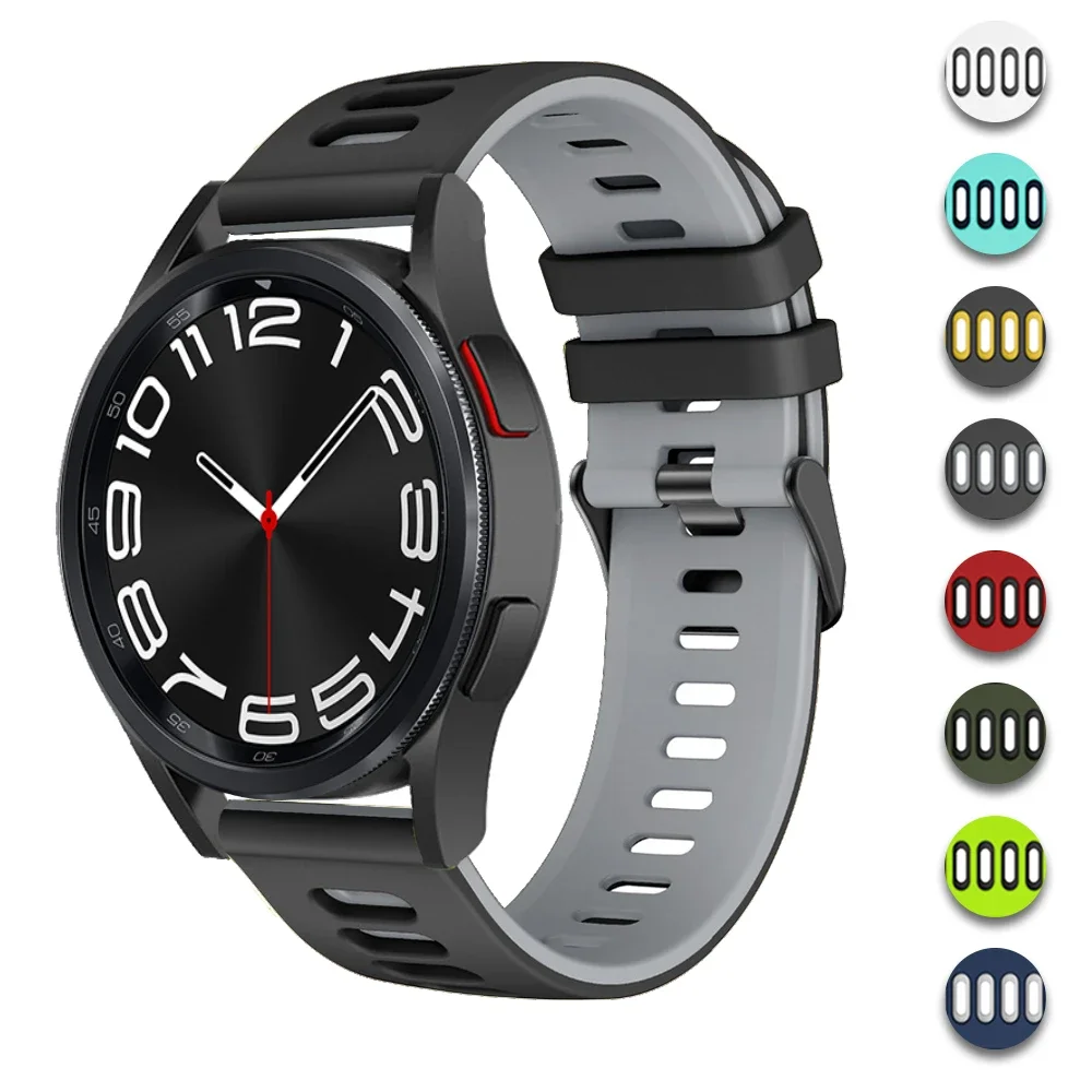 22mm 20mm Two-tone Silicone Band For Samsung Galaxy watch 7/6/5/4/Huawei Watch 4/3/GT2 Bracelet Wristband For Amazfit GTR 4 47mm