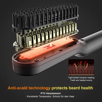 Hair Straightening Brush Hot Heated Comb Men Beard Multifunctional Straightener Ceramic Comb Quick Hair Styler 7