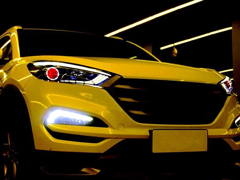 Car Head Lamp For Tucson Headlights 2015-2018 New Tucson LED Headlight Day running light H7 LED Bi Xenon Bulb Car Accessories