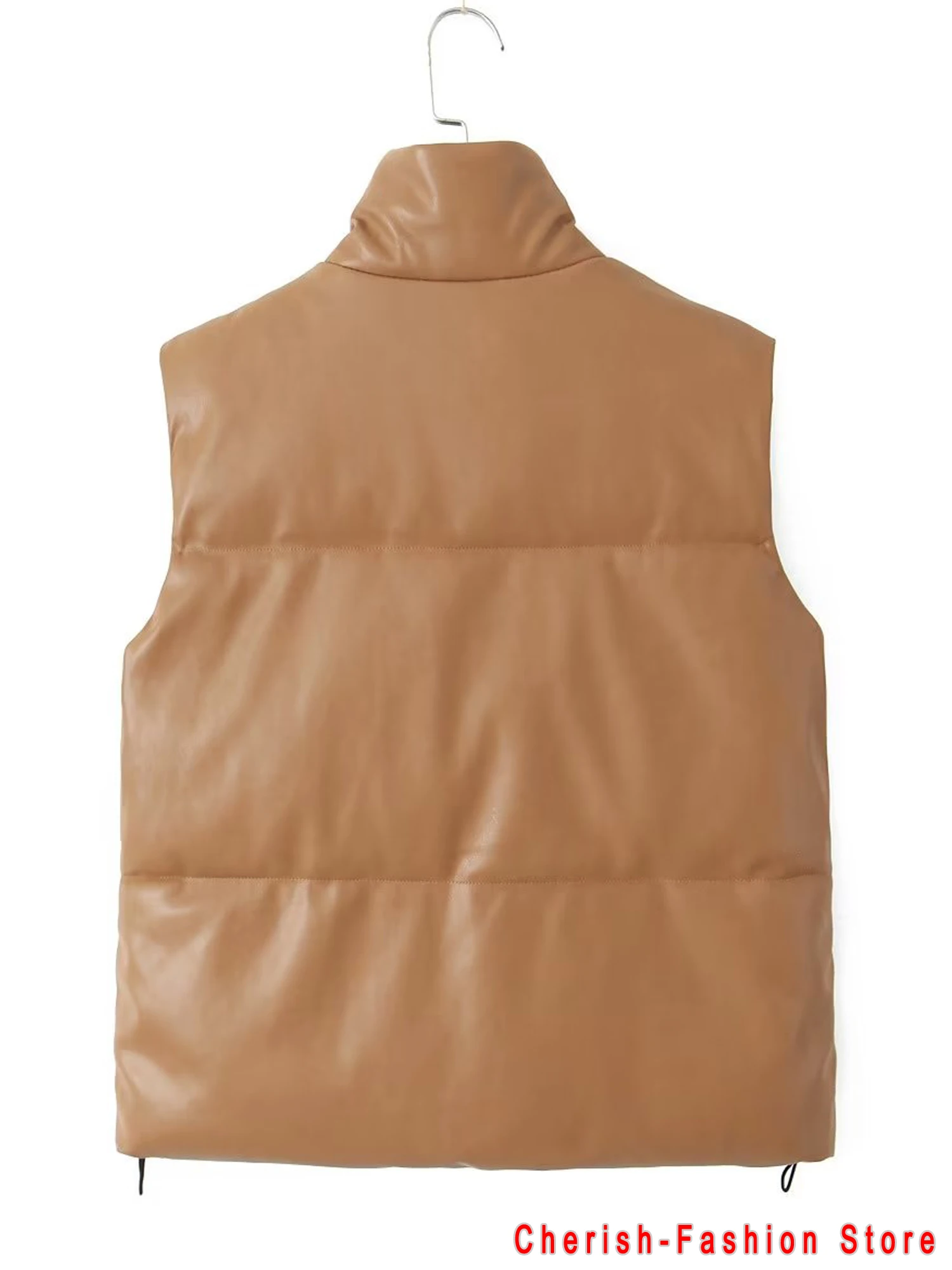 Mode Streetwear Vrouwen Gezwollen Vest Winter Dik Parkas Jasje Zwart Pu Dames Jassen Faux Lederen Donsvest Losse Dame Vest