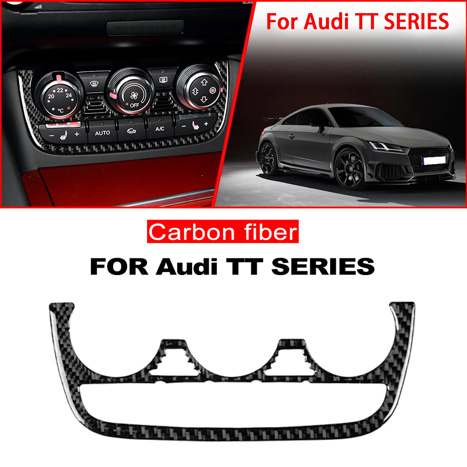 Carbon Fiber Sticker Center Control Air Conditioner Panel Frame Interior Trim For Audi TT 8n 8J MK123 TTRS Accessoire Voiture