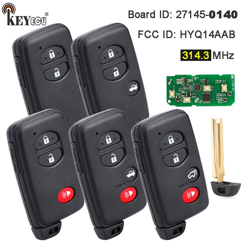 

KEYECU 314.3MHz HYQ14AAB Board: 271451-0140 Smart Card Remote Key Fob for Toyota Venza Prius C Prius V 4Runner 4Runner 2007-2016