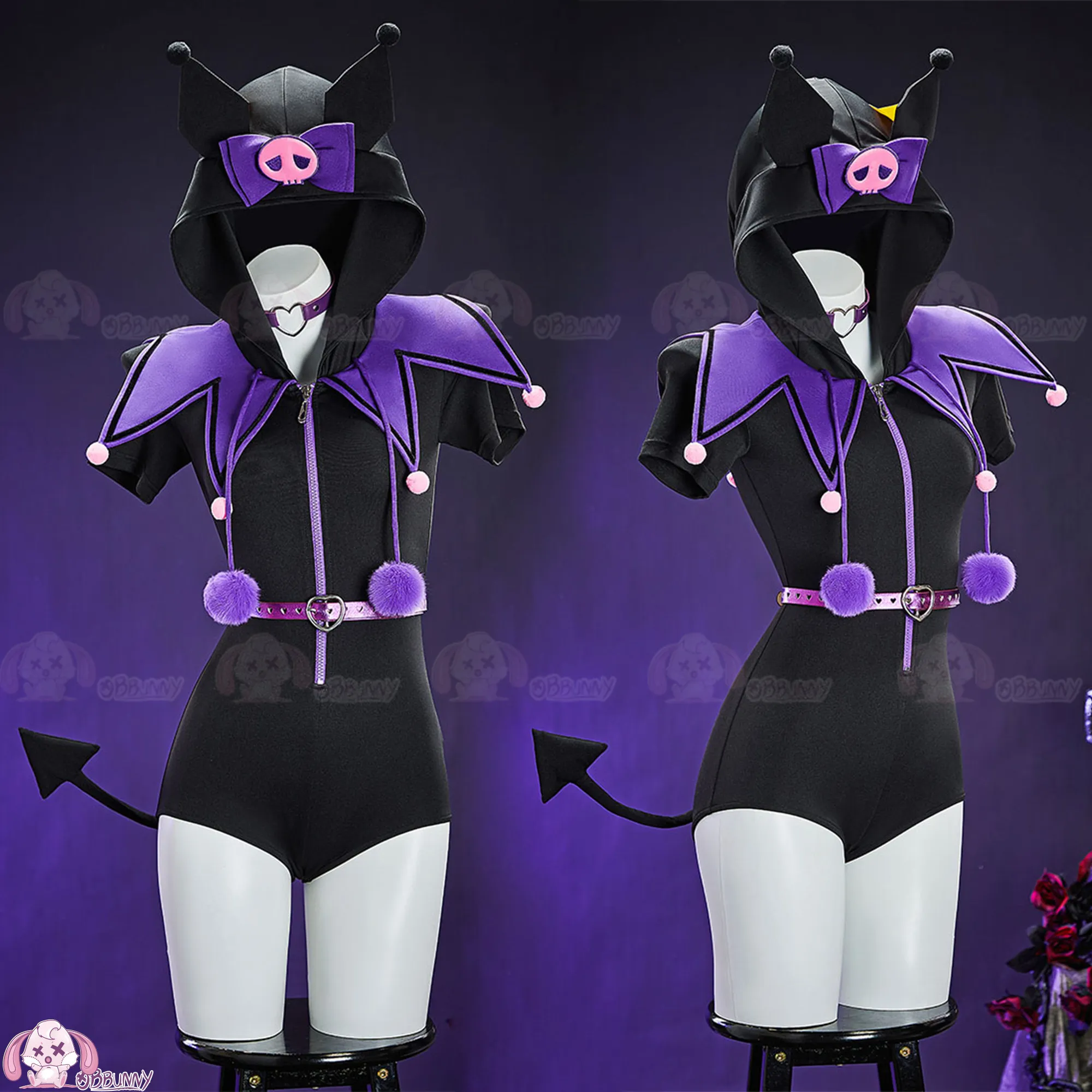 

Original Black Purple Little Demon Lomi Fanart Cosplay Costume, Cute Bodysuit Outfit
