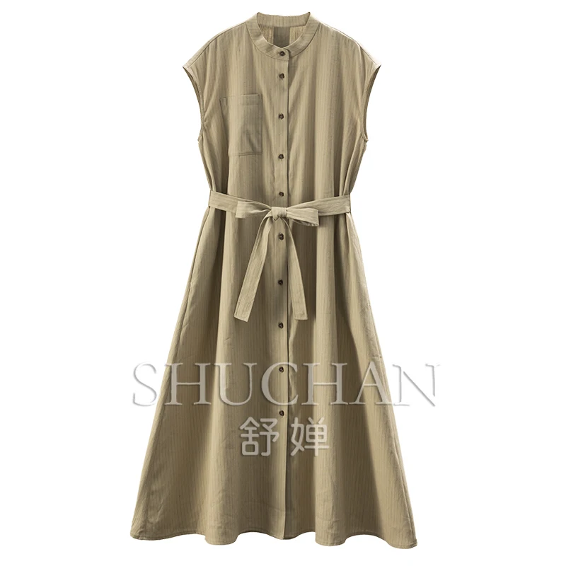 

Linen Cotton Striped Bag Rotator Sleeve Shirt Waist Dress Women 8W52 Vestidos De Fiesta Vestidos Elegantes Para Mujer