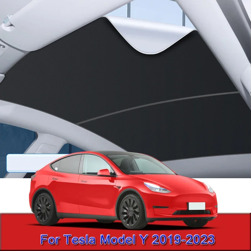 

For Tesla Model Y 2019-2023 2024 Car Electrostatic Adsorption Sunroof Sunshade Heat Insulation Skylight Sticker Auto Accessories