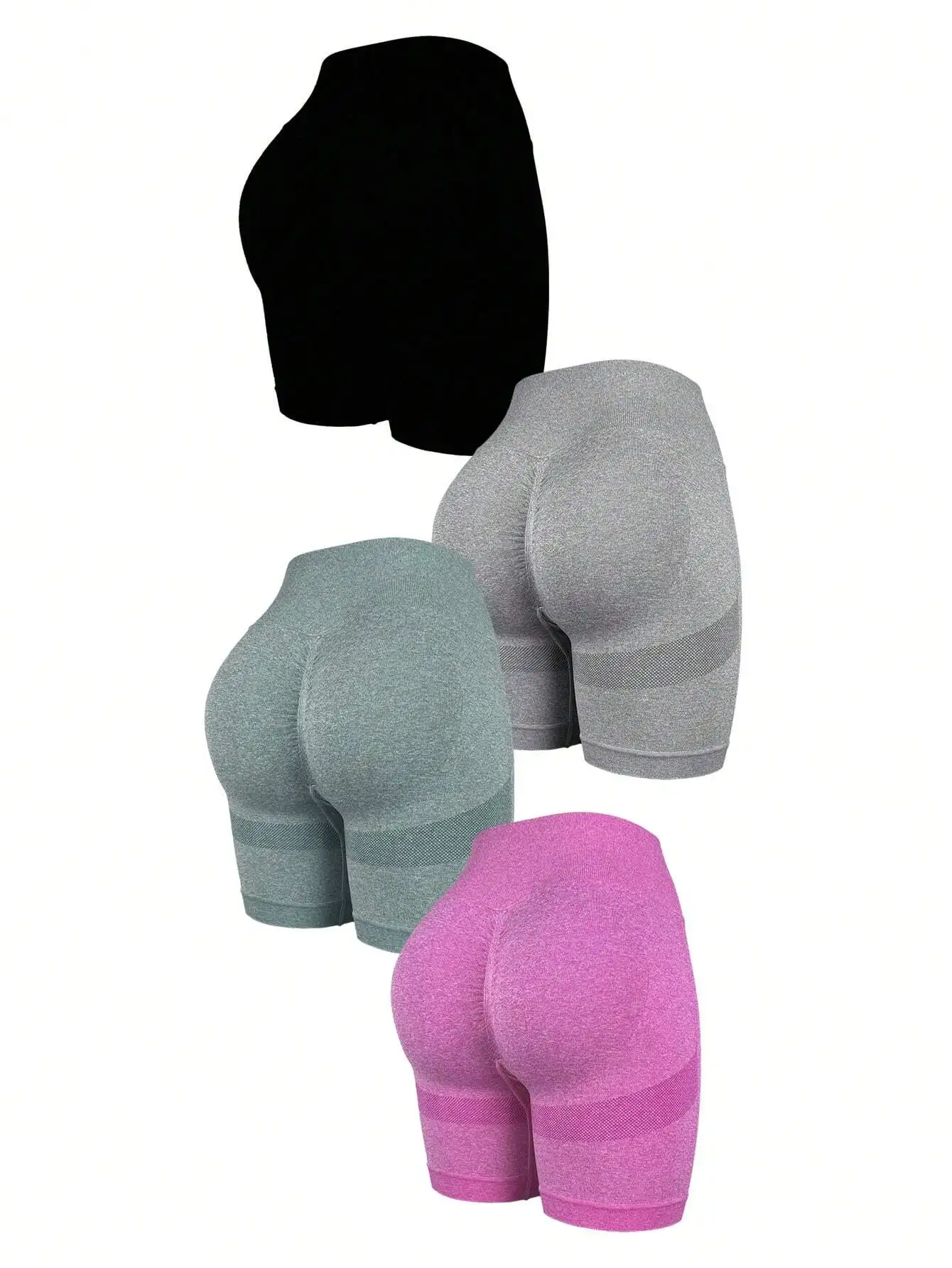 

4 шт. женских шорт-леггинсов с высокой талией и широким поясом, для фитнеса и тренировок