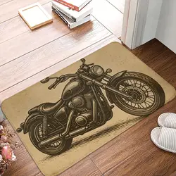 Retro Motorcycle Area Rug Carpet Moto Fans Non-slip Large Door Step Mat Bathmat for Living Room Bedroom Entrance Home Decoration