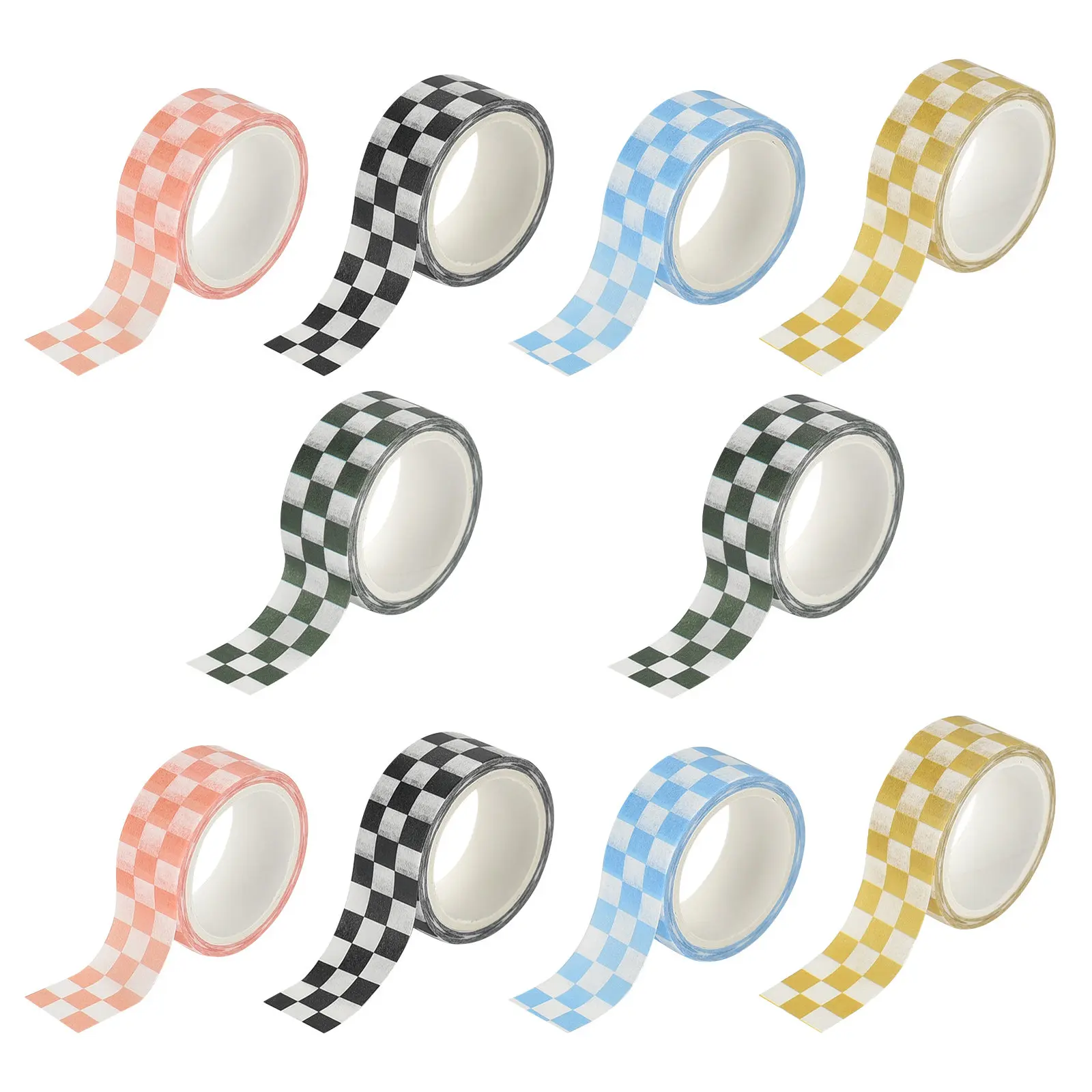 

Набор из 10 рулонов клейкой ленты васи в клетку, текстурированная декоративная лента для скрапбукинга, планирования и творчества