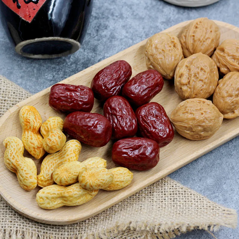 5PCS Simulation Walnut Jujube Fake Nut Artificial Peanut Food Model Wedding Window Table Props Kitchen Toys home decor