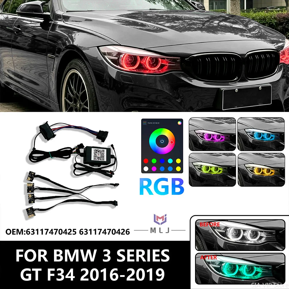 For BMW 3 Series GT F34 2016-2019 RGB 64 Colors Switchable Headlight Internal Wiring Harness OE 63117470425 63117470426