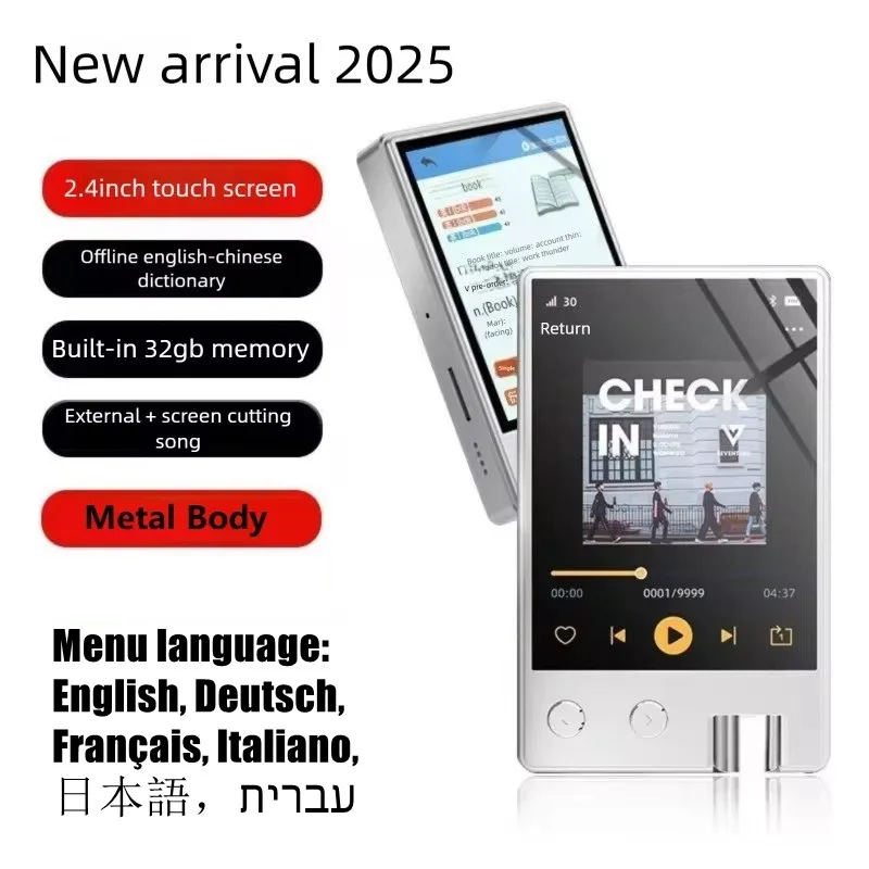 New 160GB Metal Bluetooth MP3 Player 2.4" IPS Touch Screen Type-C HiFi Lossless MP4 Walkman with Speaker Voice Recorder 2025 - Image 3