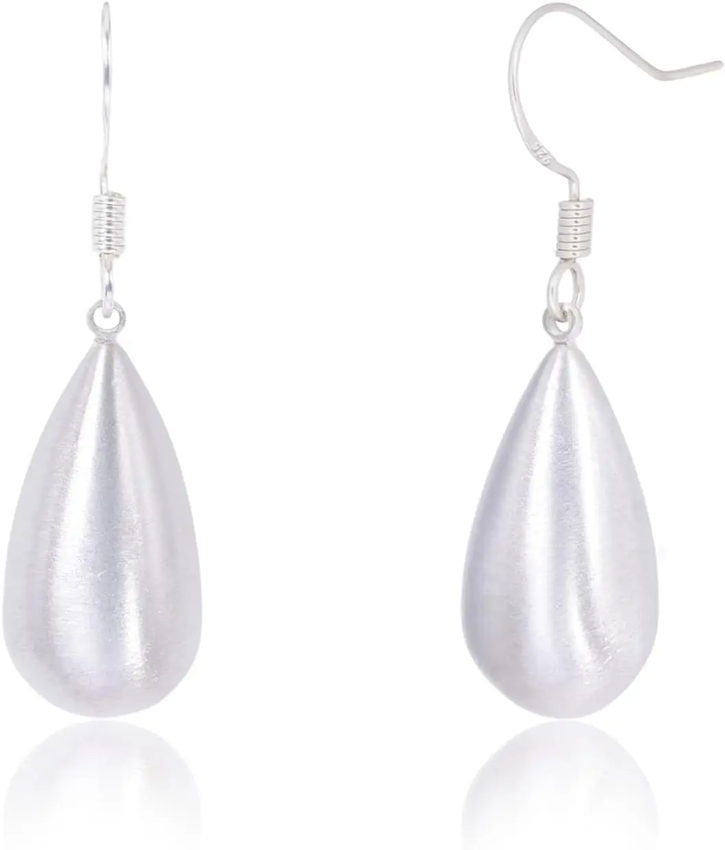 Elegant Sterling Silver Teardrop Dangle Earrings, Brushed Finish, Perfect Daily Wear Gift for Her