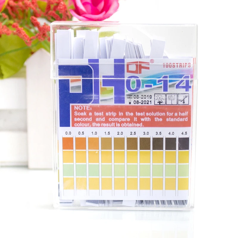 Papel de prueba de PH0-14 para el hogar, tiras de prueba de PH, indicador científico de tornasol, ácido alcalino, medidor de PH, 100 uds.