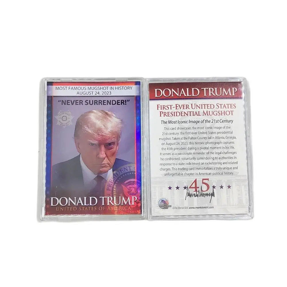 Donald Trump US President Imprisonment Surrendered Head Shot Collection Card Never Surrender Rating Card Fans Collection Gift