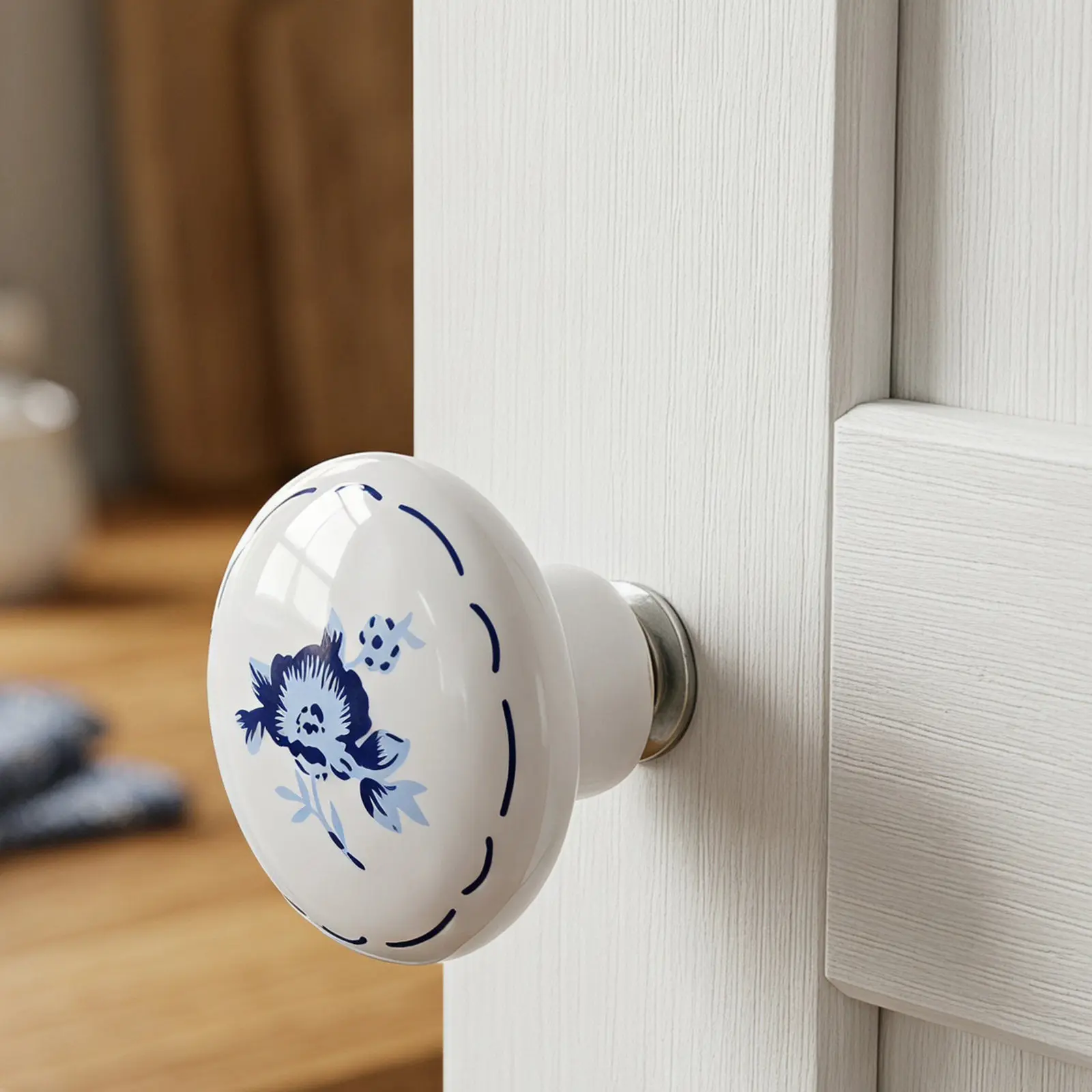 10Pcs Hand Painted Ceramic Cabinet Knobs Flower Decorative Drawer Pulls Ceramic Knob for Kitchen Cupboard Closet Furniture DIY