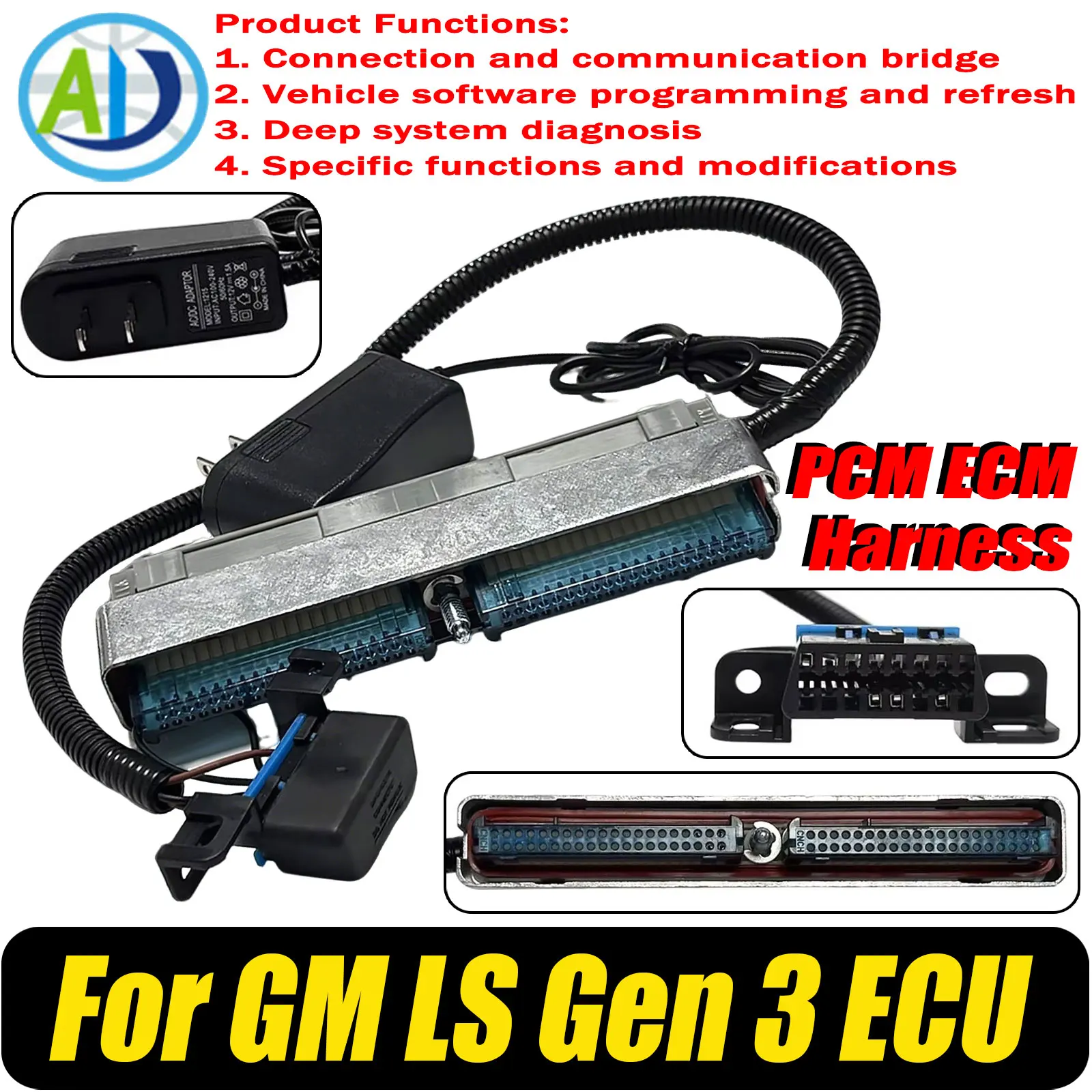 

OBD2 Scanner Tool ECM Engine Programming Control Module Reader For GM Chevy with Power Supply Cable Bench Harness For LS Gen3