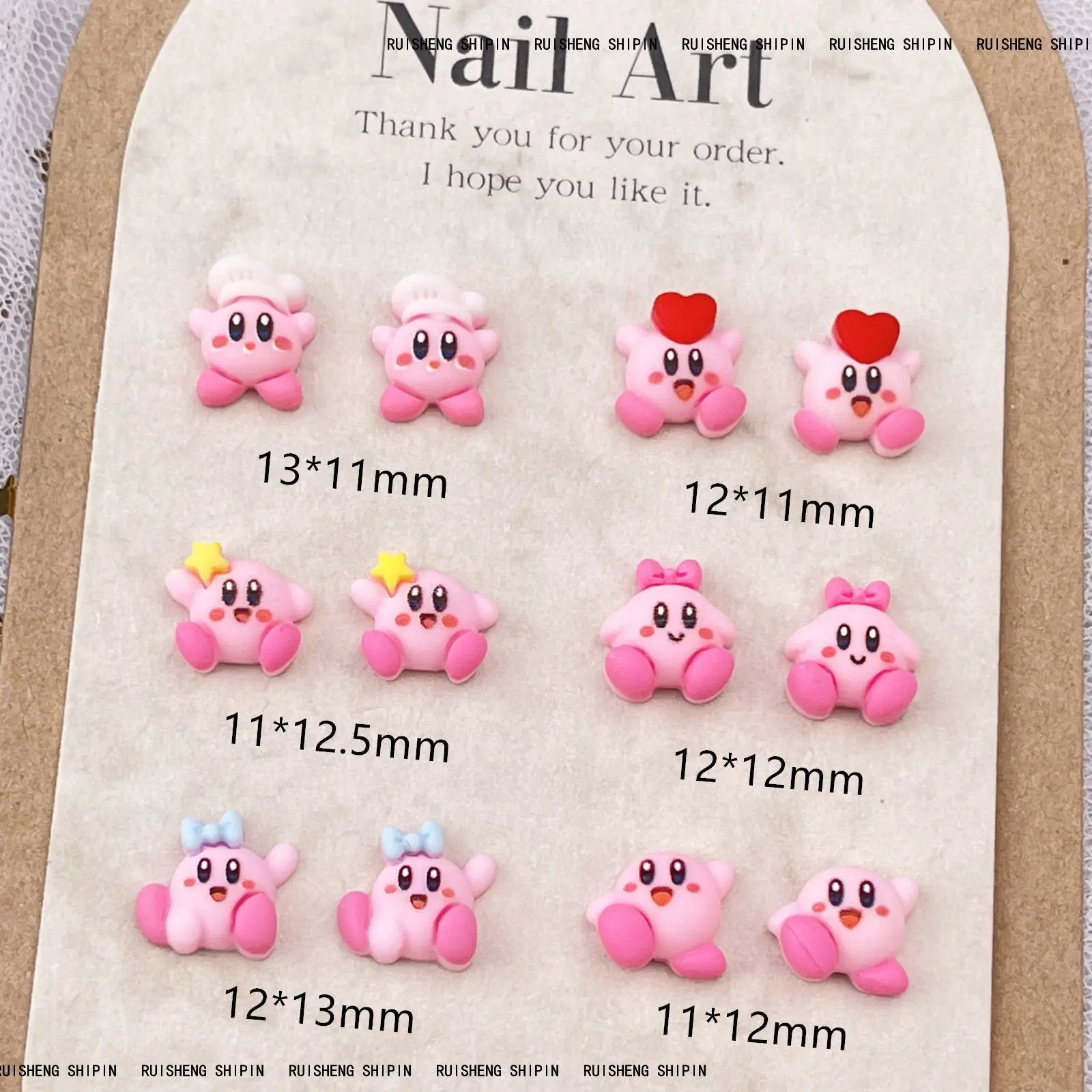 Japanese Comics Nail Art Decorations 3D Acrylic Charms Anime Cartoon Kirbys Kawaii Colorful DIY Manicure Tools Parts Girl Gift