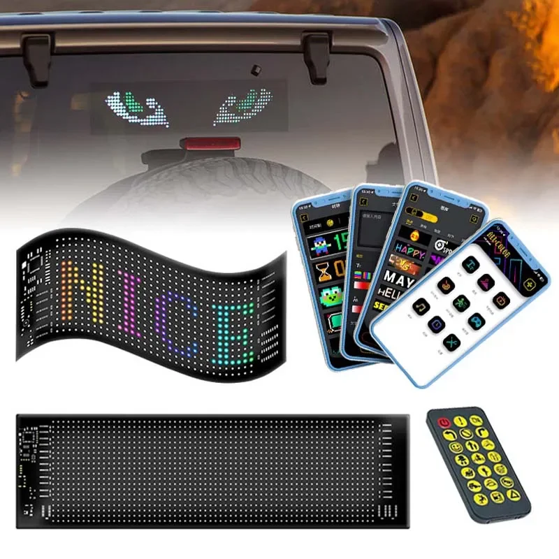 Led Devil Eyes For Cars Truck Led Matrix Panel RGB LED Car Panel DIY Programmable Bluetooth App Control Scrolling Light Decor