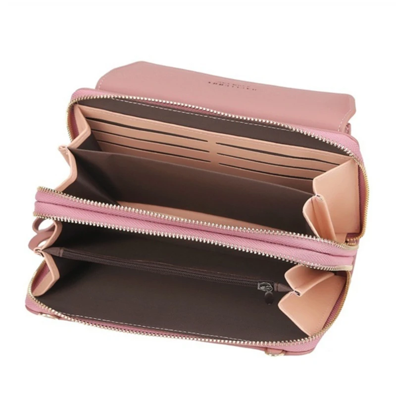 Damen Lange Geldbörse Koreanische Version Umhängetasche Doppelreißverschluss Große Kapazität Clutch-Tasche Schulter-Handtasche Damen Handytasche – Detail 17