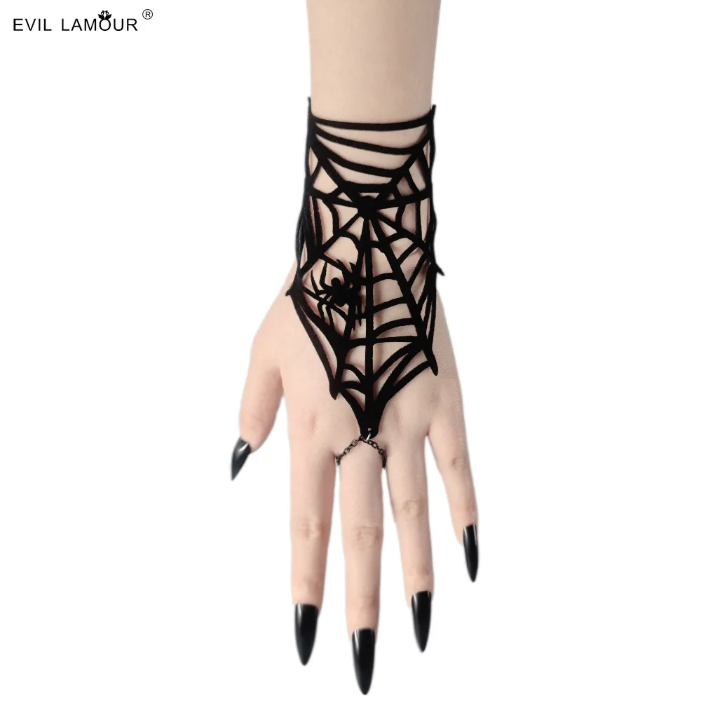 2026 Fashion Women Spider Web Bracelet Halloween Ghost Festival Easter Carnival Party Finger Chain Gothic Style Makeup Jewelry