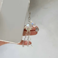 Y2K Jellyfish Mobile Phone Lanyard Aesthetic Tassel Phone Charm Keycord Stylish Girly Key Holder Pendant