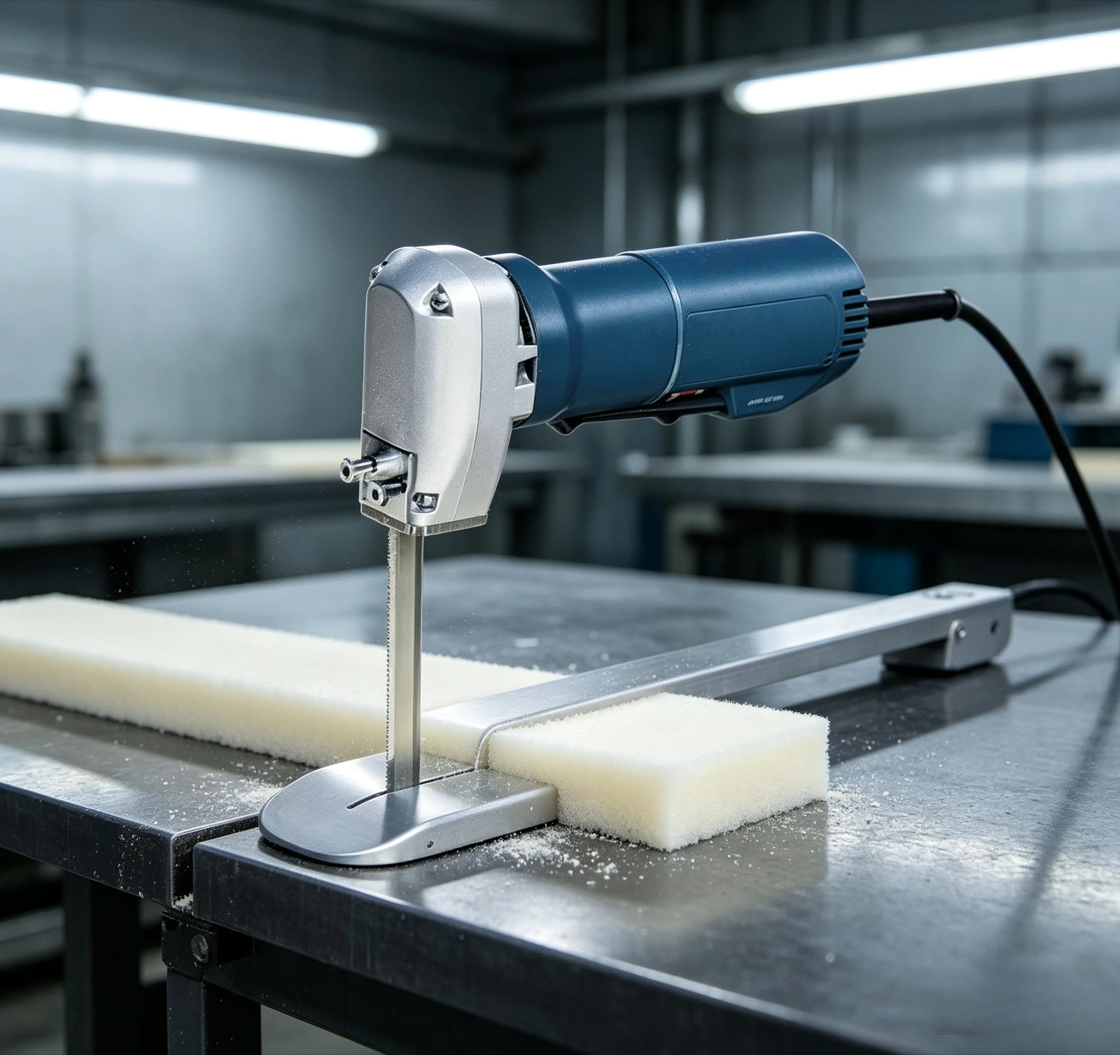GSG300 Latex & Sponge Cutting Machine, Frame Guide Rail Saw Blade Foam Cutter for Latex Sponge Cutting