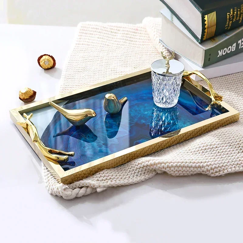

Drain light luxury tray cup light set tray clear style ornament metal tea tray