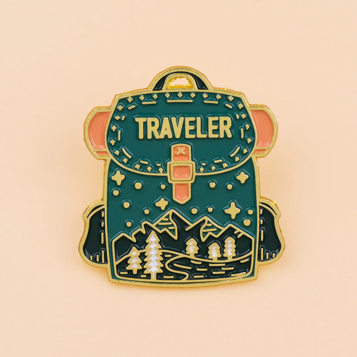 Travel Camping Enamel Pin Compass Mountain Backpack Brooch Lapel Pin for Backpacks & Clothing Decoration Jewelry