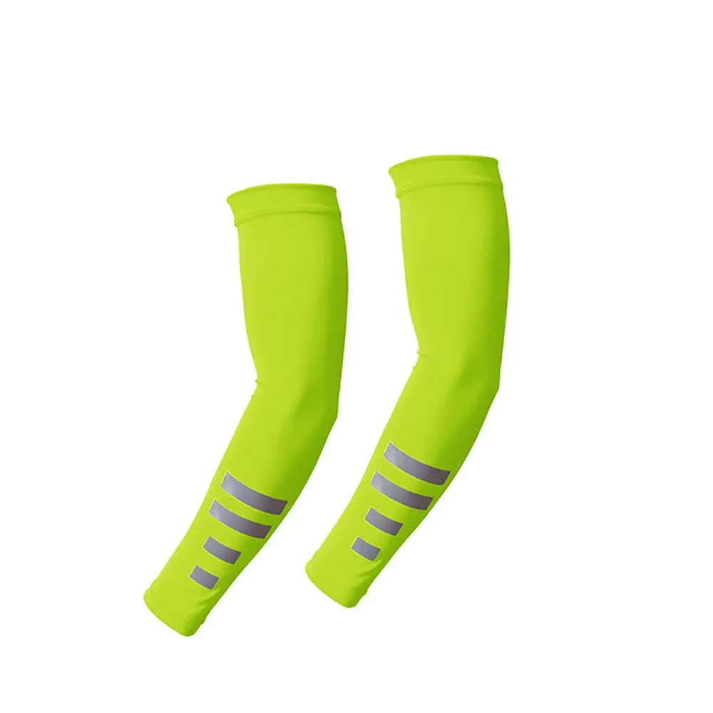 Fluor zierende reflektierende Arm wärmer Spandex/Lycra schwarze Eisse iden ärmel schnell trocknende weiße UV-Schutz arm abdeckungen Radfahren